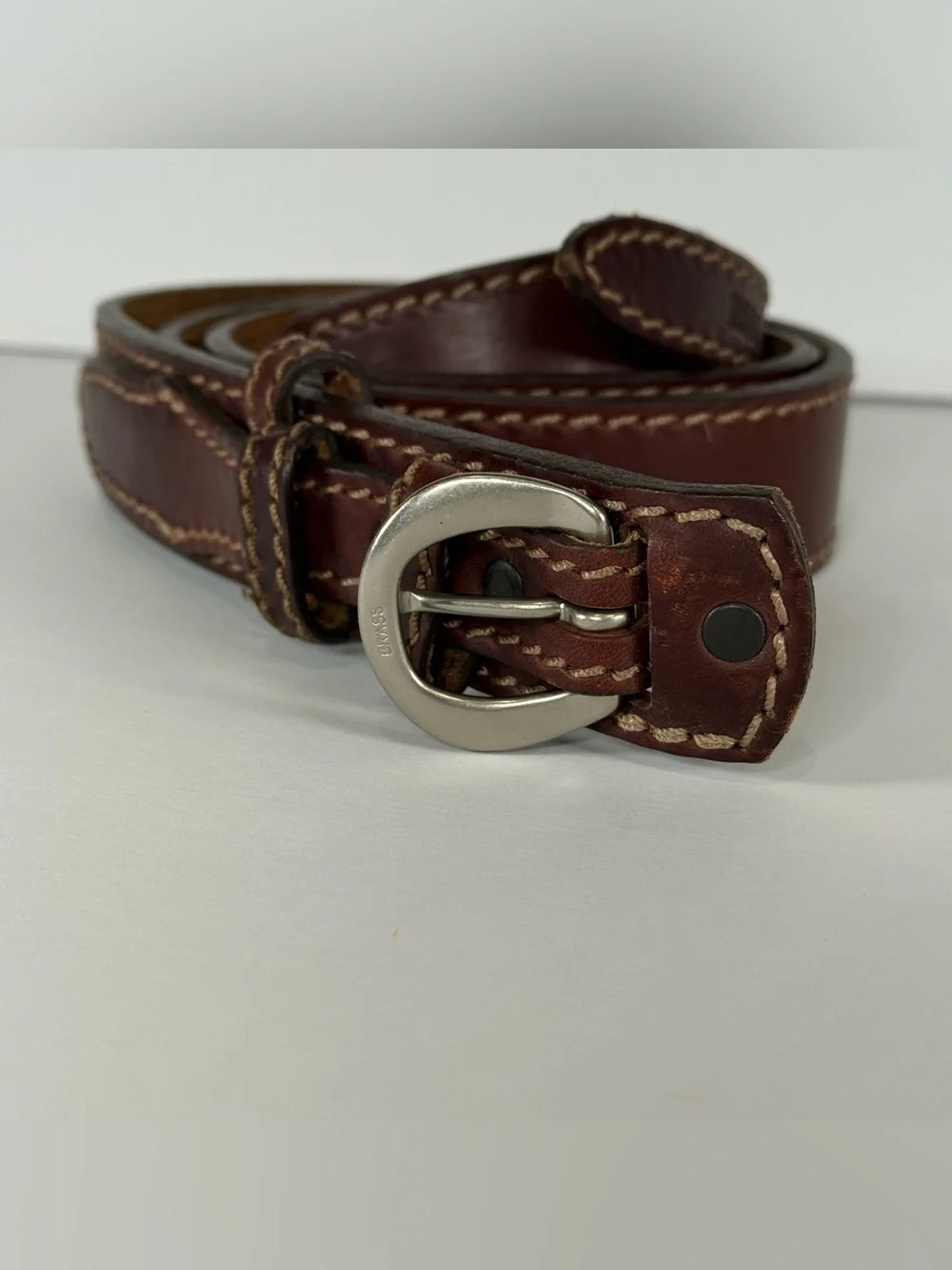 Duluth Trading Company Brown Leather Belt Work Western Size 38 90013 USA Made